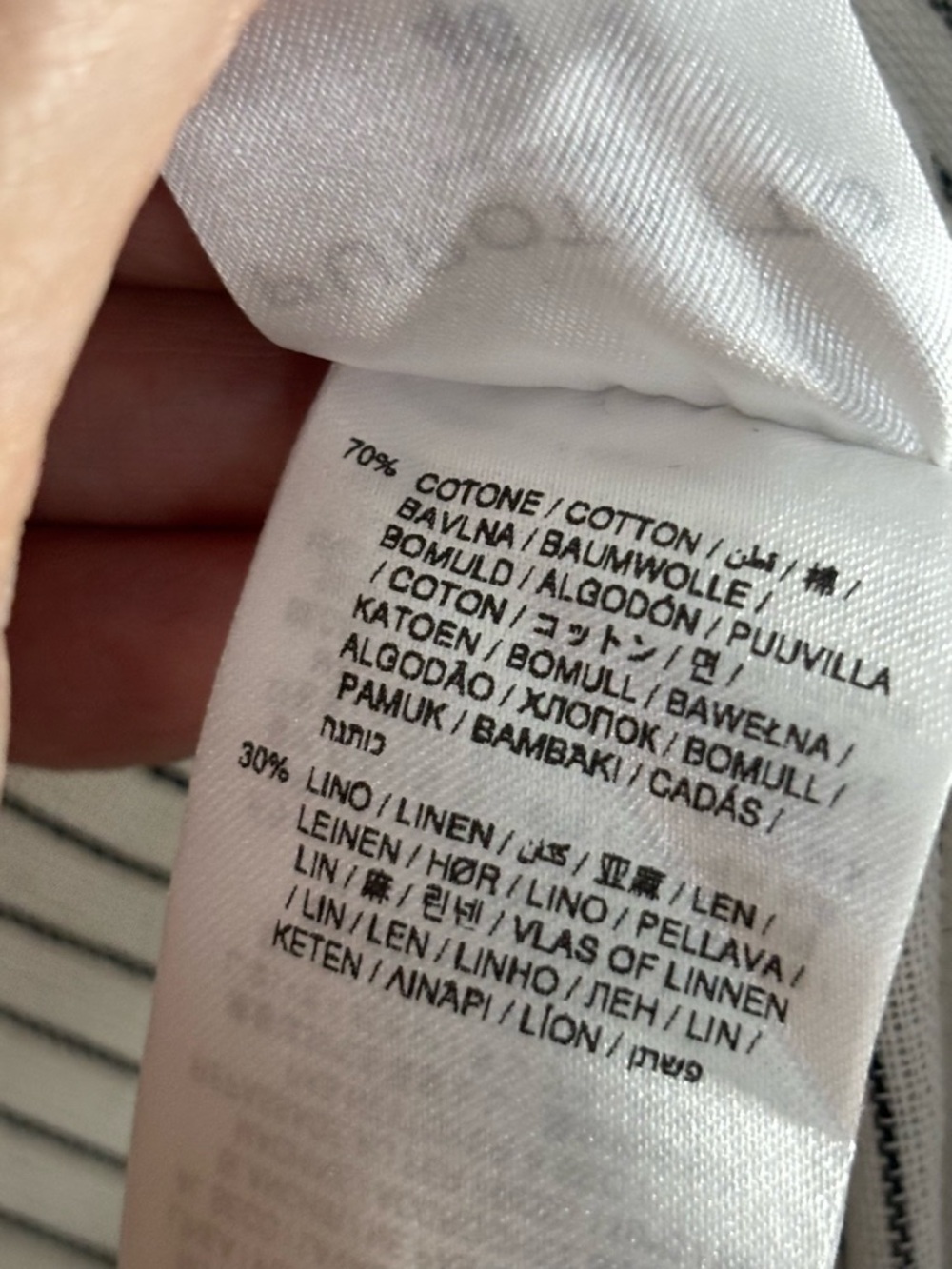 NWT PUROTATTO Striped Wide Leg Cotton Linen Trousers in White and Gray Sz 46/10 - Picture 9 of 11